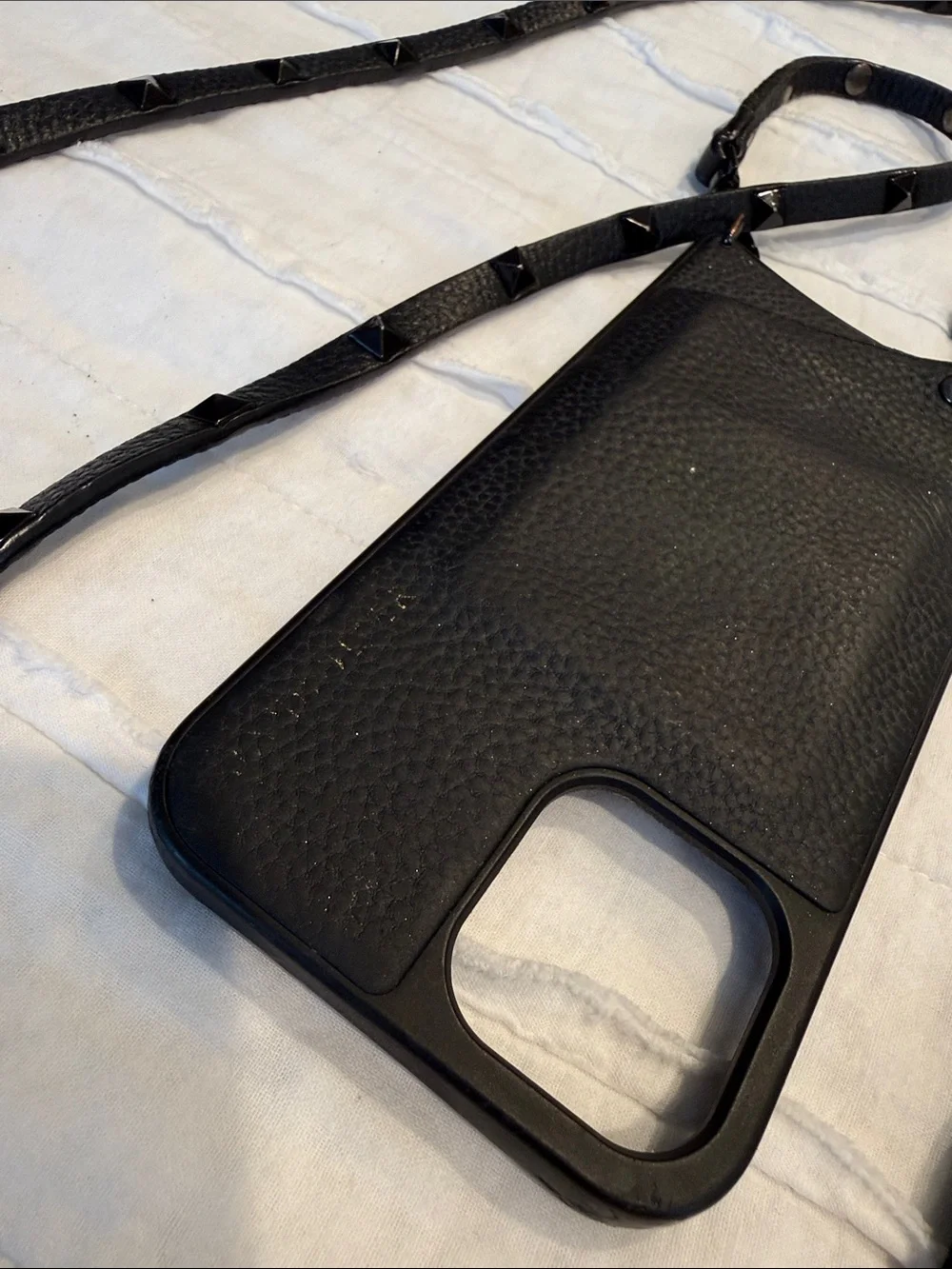 Bandolier Black Leather Crossbody Phone case size 12 Pro Max